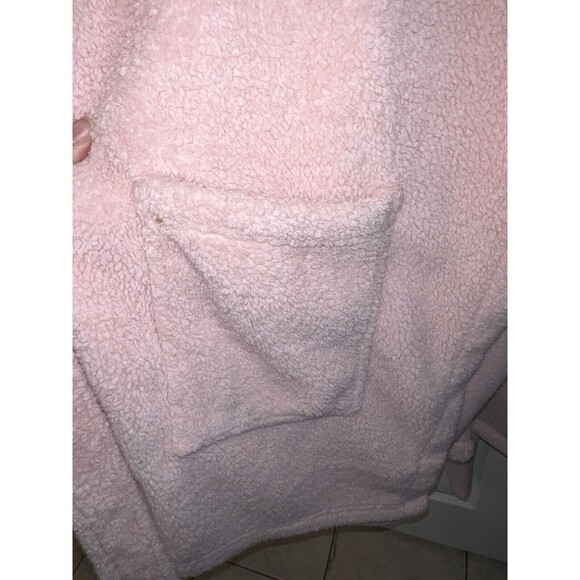 POTTERY BARN ROBE HOODED TEEN COZY SHERPA BLUSH ONE SIZE SOFT BELTED POCKETS - Picture 4 of 6
